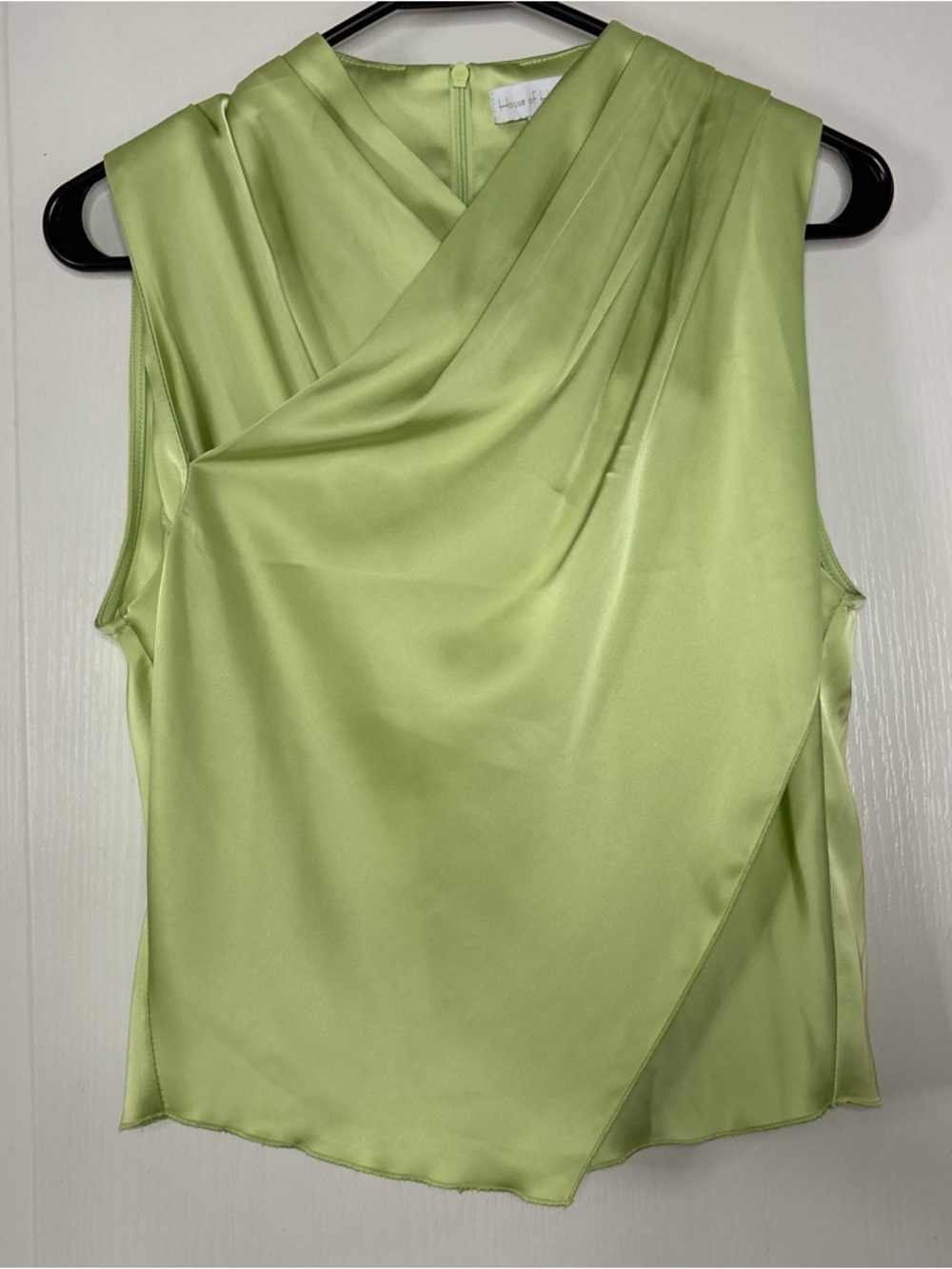 House of Harlow 1960 Lime Green Draped Sleeveless Blouse
